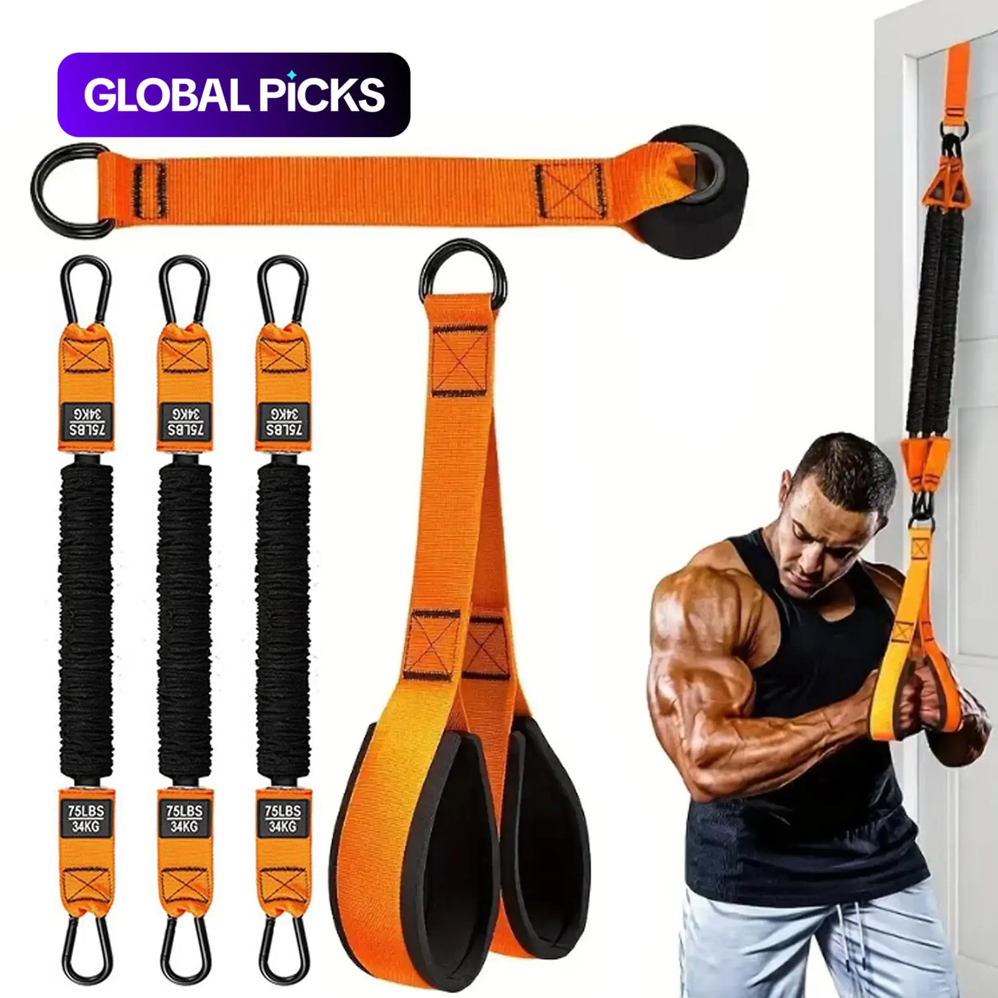 Heavy-Duty Adjustable Resistance Training Equipment, Workout Straps, Fitness Equipment, Exercise Equipment, 225 Lbs Resistance Band for Full-Body Strength Training (Arms, Back, Core and Shoulders), Home & Gym Workout #GLOBAL PICKS