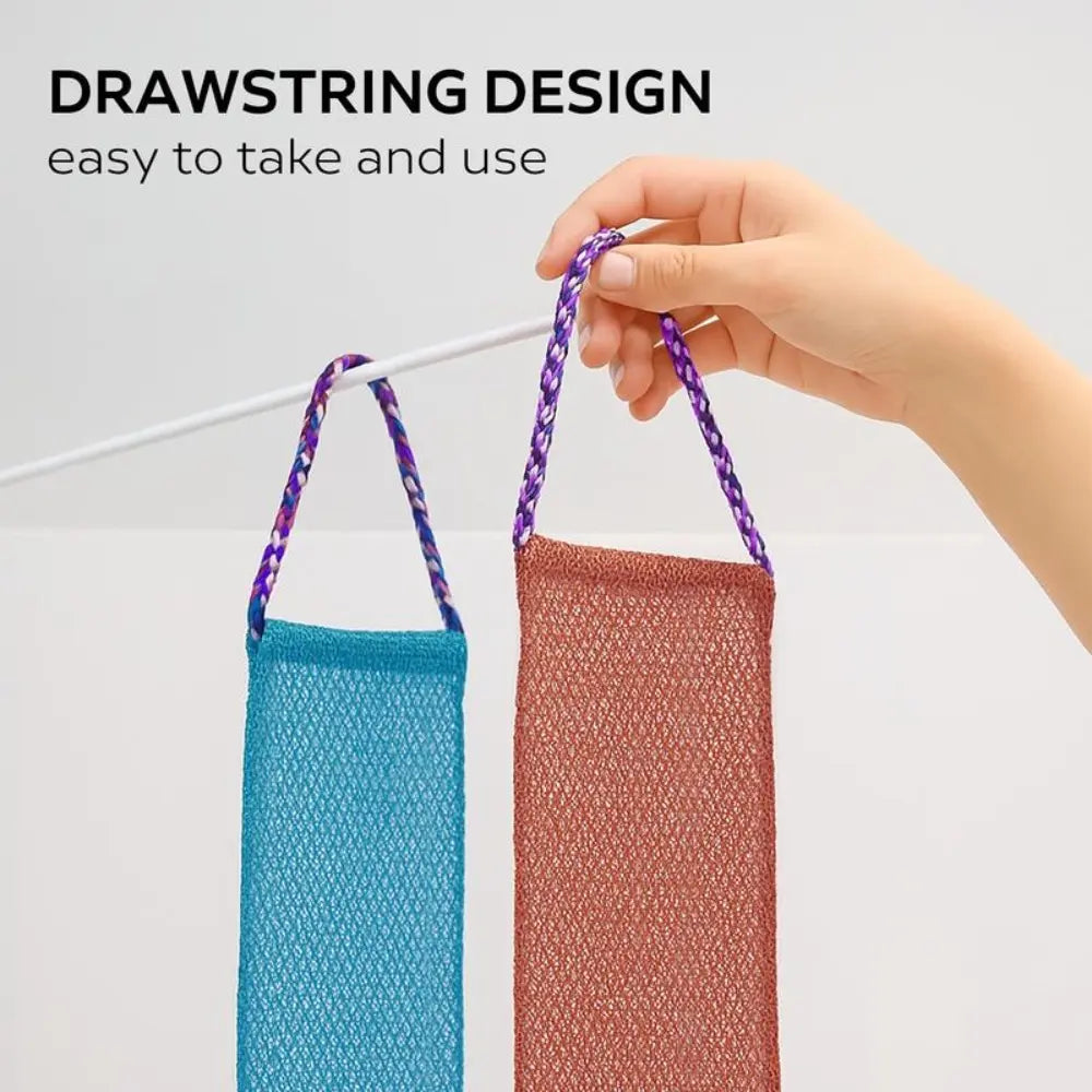 African Exfoliating Shower Sponge Net with Drawstring, Reusable Softening Net Loofah for Deep Cleansing, Exfoliating Back Scrubber and Dead Skin Remover for Men & Women, Exfoliating Tool, Exfoliating Net Sponges