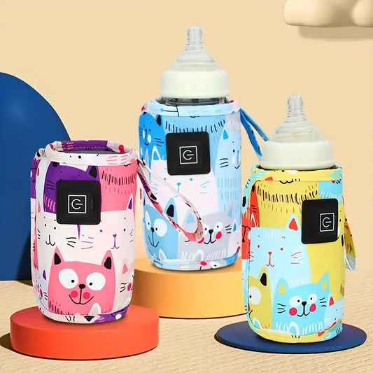 USB-Powered Portable Milk and Water Warmer with Insulated Travel Stroller Bag for Nursing Bottles